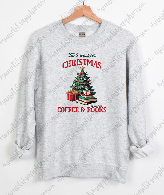 Books & Coffee Christmas Crewneck