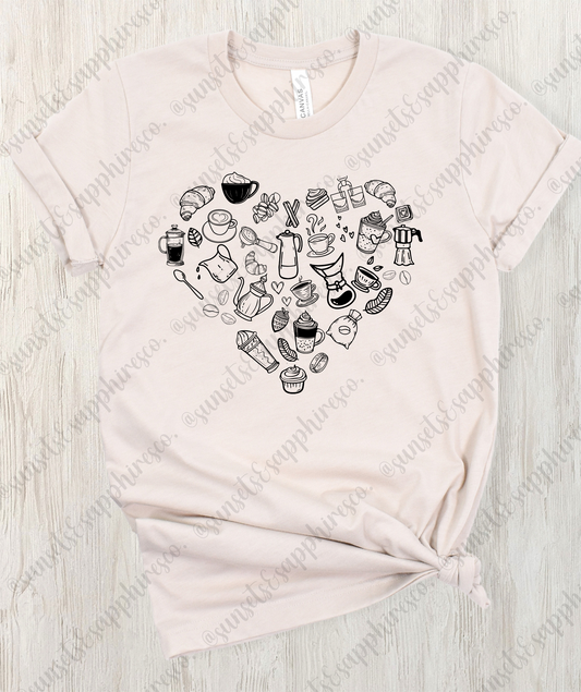 Coffee Lover Doodle T-Shirt