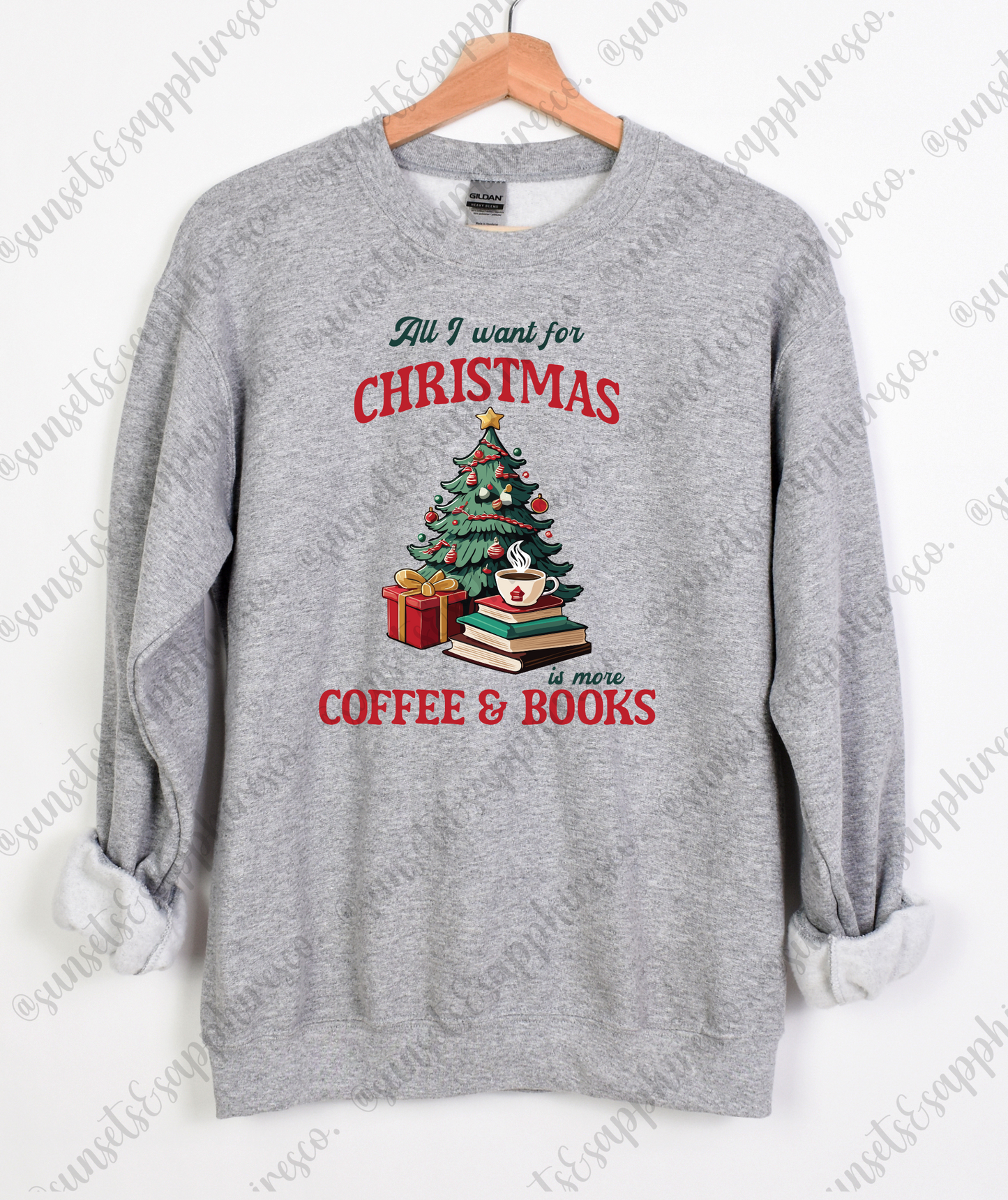 Books & Coffee Christmas Crewneck